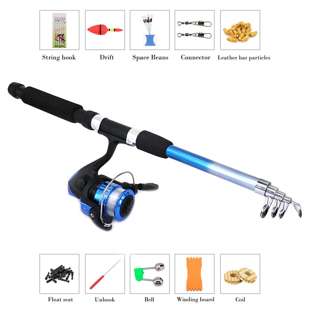 Portable Rod Reel Combo Set For Kids Children With 1.8m Retractable Fishing Rod Reel Bag Fishing Tackle Kit For Travel Pesca: A