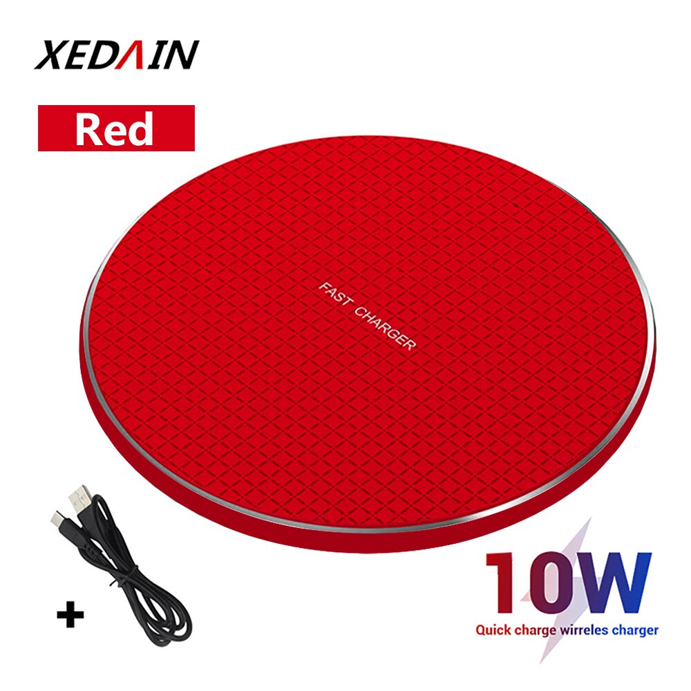 Xedain 10W Draadloze Quick Charger Voor Samsung Galaxy S10 S9 S8 Note 10 Usb Qi Lader Voor Iphone 11 12 Pro Xs Max Xr X 8 Plus: Red wireless