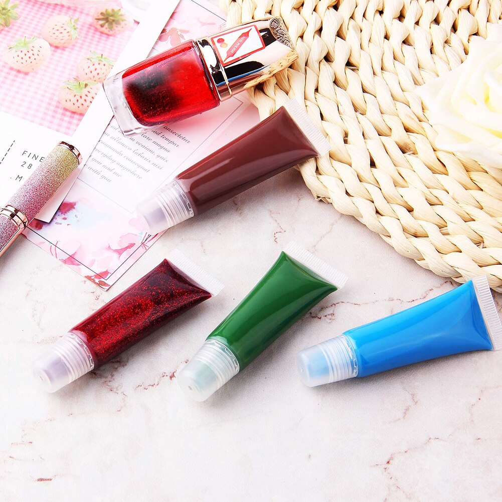 10Pcs 10ml Lip Gloss Balm Lotion Container Tube Refillable Squeeze Transparent Makeup Container Empty Cosmetics Travel Bottle