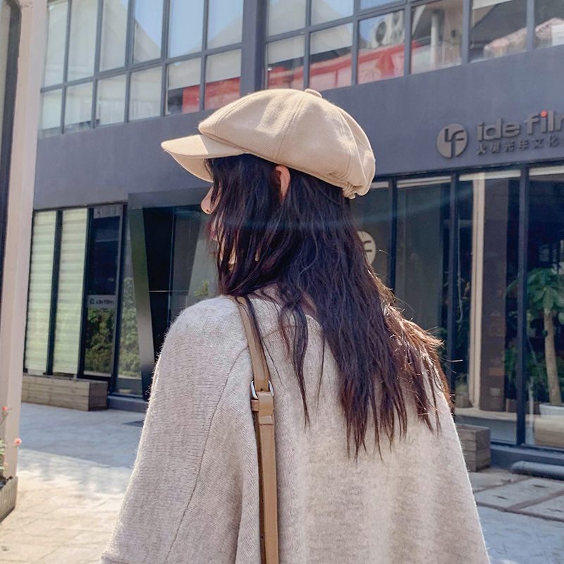 Gorro octogonal de algodón de otoño, gorros de boina para mujer, gorras estilo vendedor de periódicos lisas, boinas de estilo británico para mantenerse para mujer