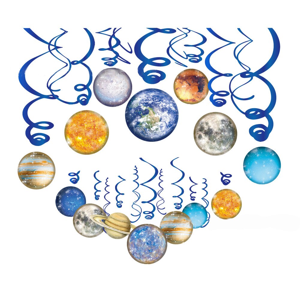 Decoration Room Foil Swirls Banner Star Baby Shower Funny Solar System Home Birthday Party Dangling Streamer Kids Bunting