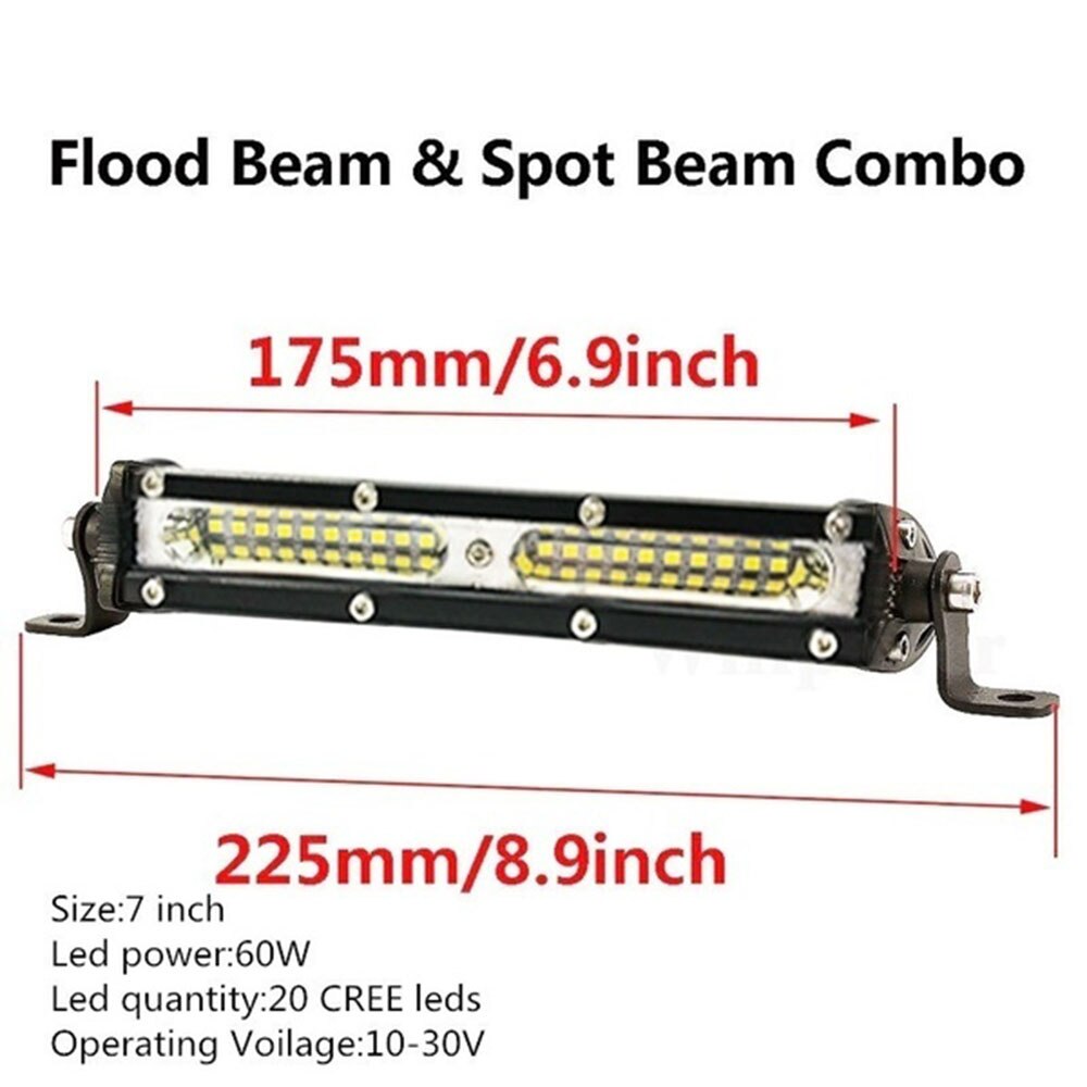 7/13/19 inch 60 W/120 W/180 W LED Light Bar Spotlight Zoeklicht voor tractor Auto Motorfiets Oprit Lamp Worklight