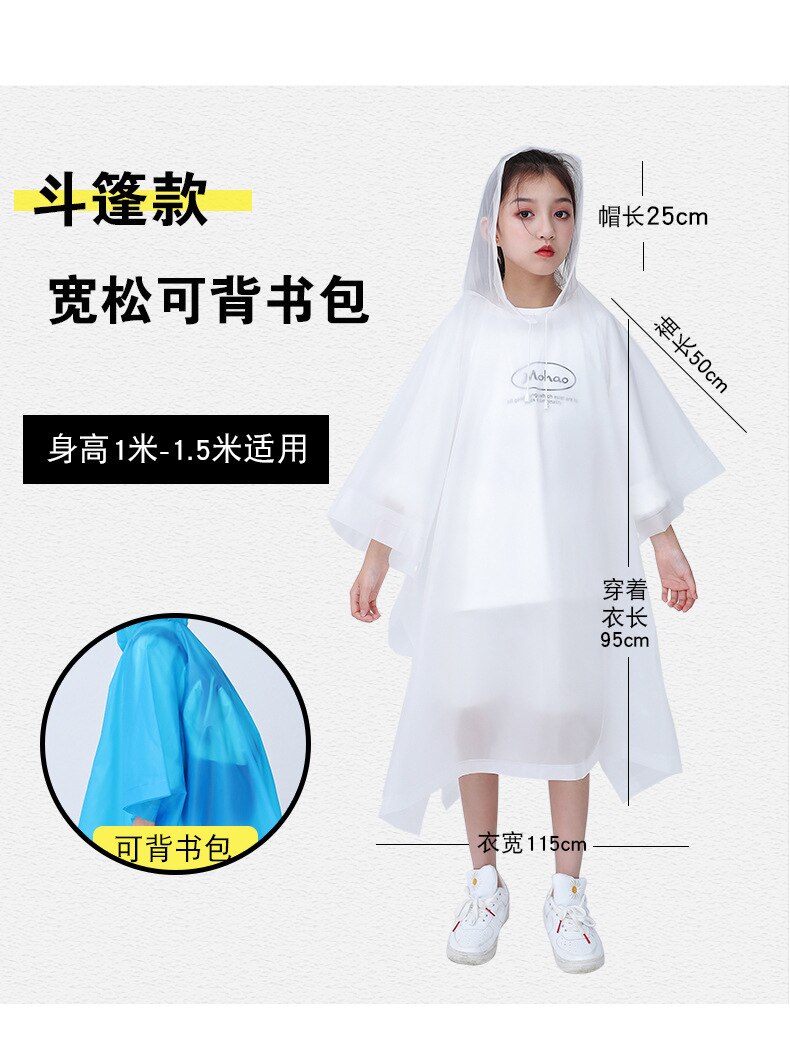 Chubasquero transparente con capucha para niños, chaqueta impermeable de para caminar, para niños y niñas