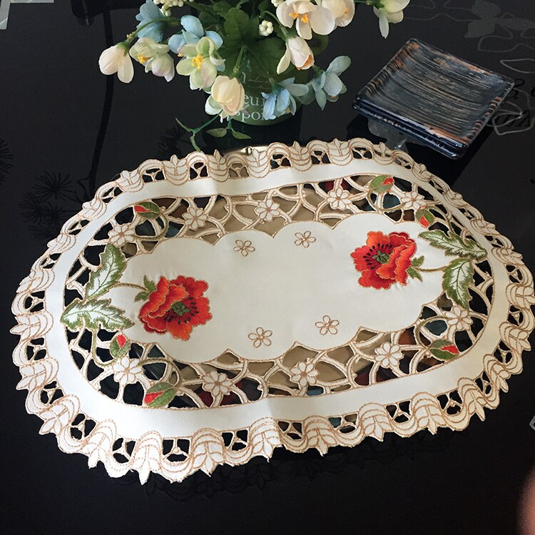 Satin blonder bord dækkeserviet klud broderi dækkeserviet pude pande glas coaster spisestue te kop serviet drikke gryde krusholder køkken
