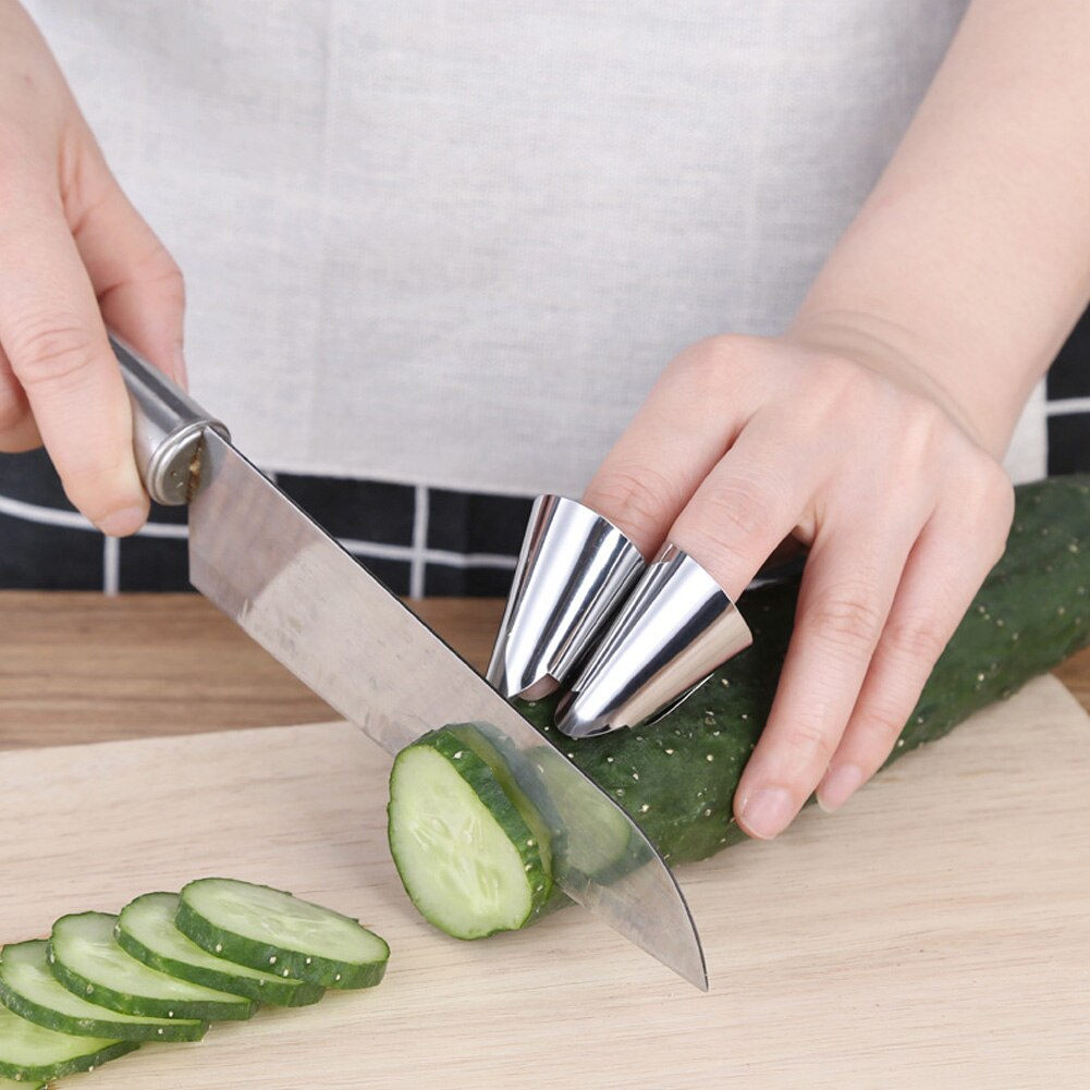 Vinger Bescherming Rvs Voor Snijden Koken Finger Protector Hand Niet Te Kwetsen Voor Dunschiller Cutter Gereedschap