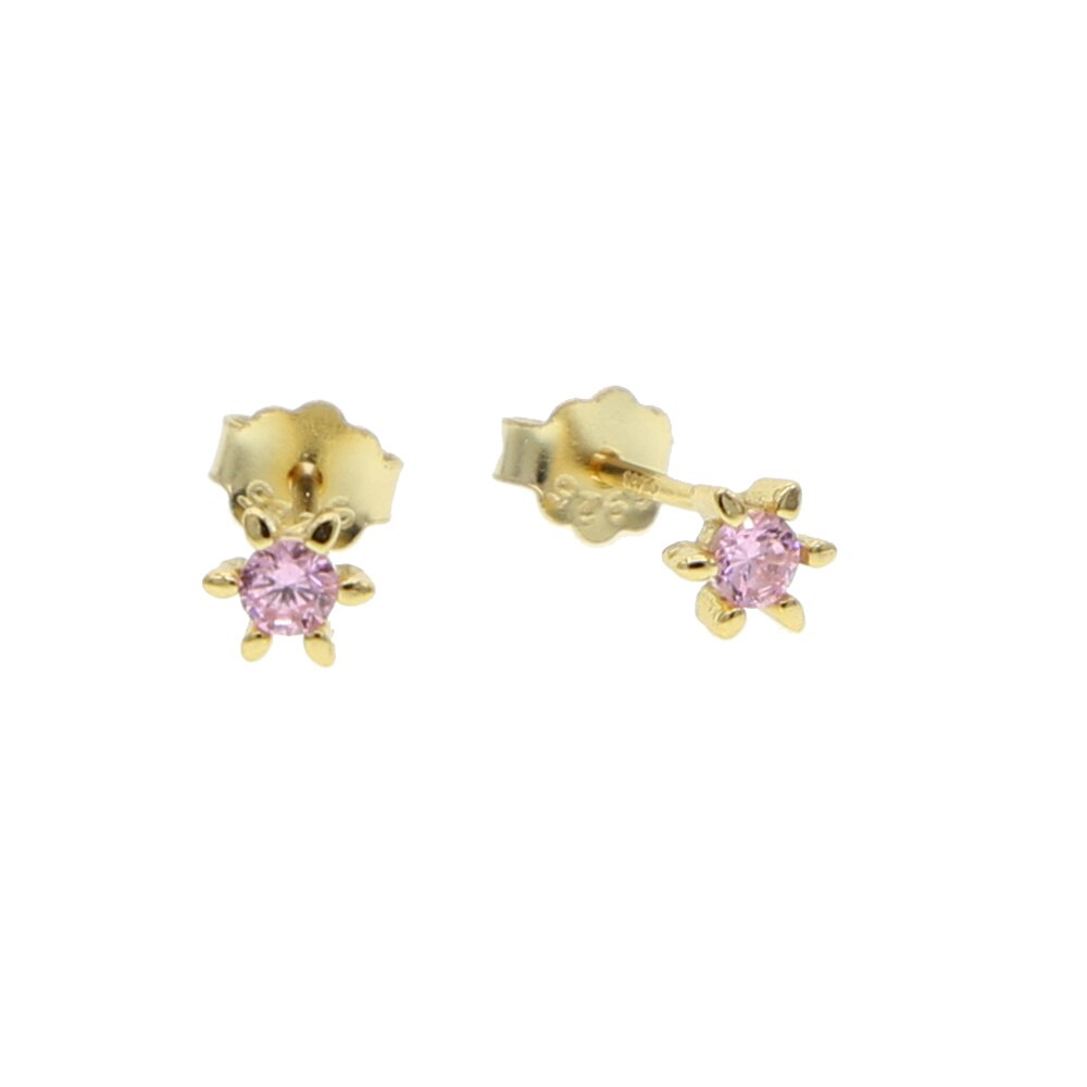 925 Sterling silver piccolo mini orecchino della vite prigioniera colorato cz fiore ape perla minimo delicato cartilagine piercing gioielli: e812 pink