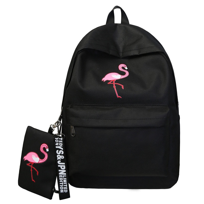 Mochila escolar de flamingo, bolsa escolar feminina versão coreana de ulzzang
