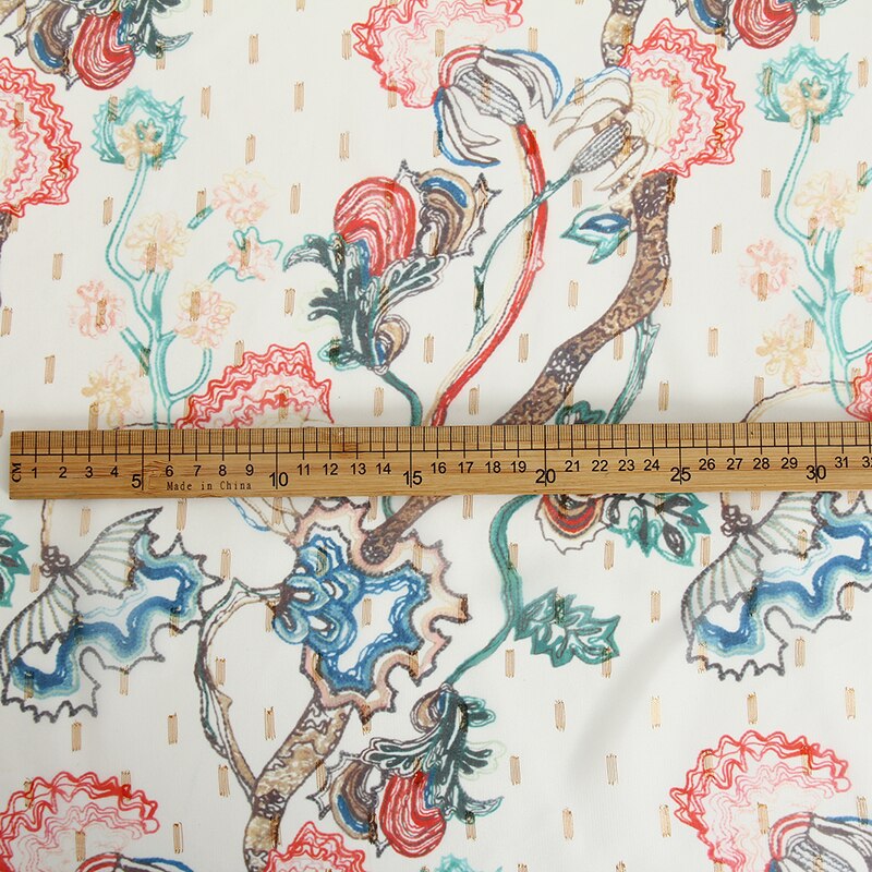 Tela de gasa de poliéster fina medidor de tela material impreso costura de vestidos diy camiseta hecha a mano bufanda tela express
