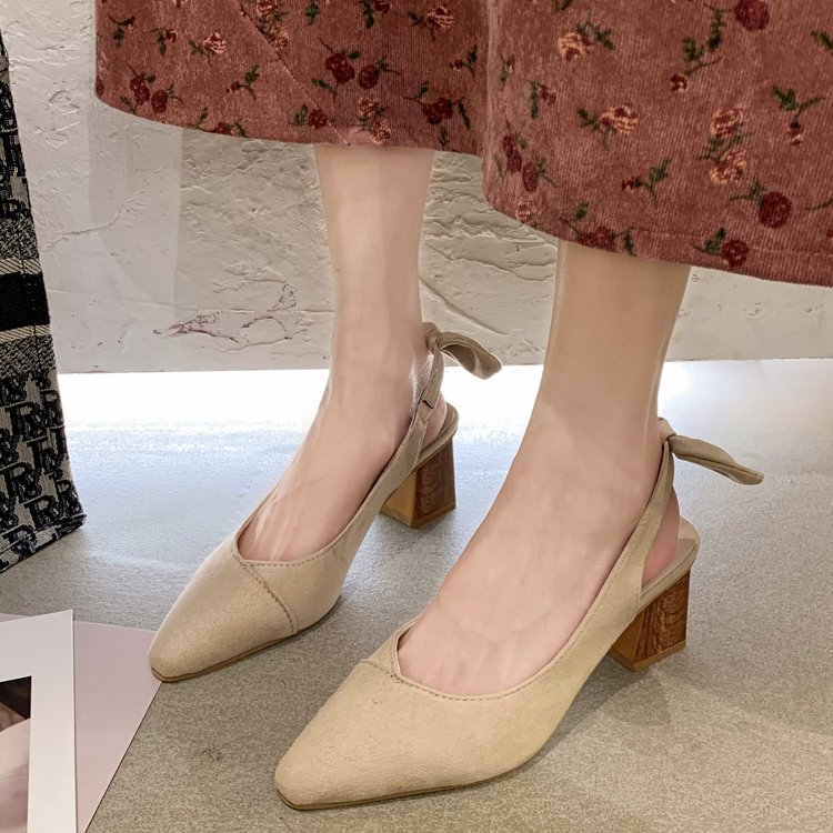 EAGSITY Summer square heel Sandals women slingback pointed toe casual party wedding high heel shoes