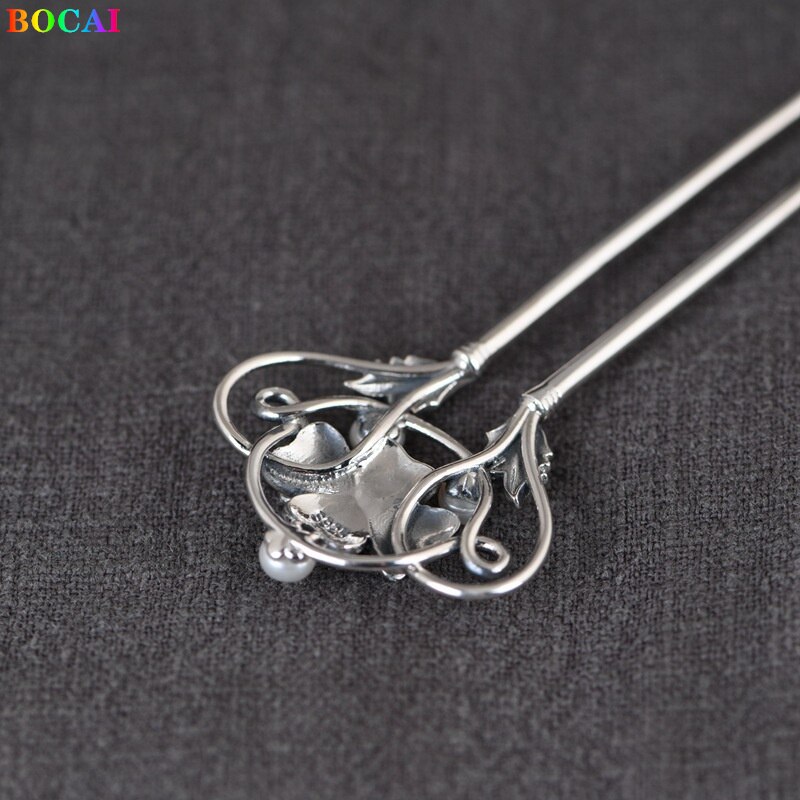 Bocai  s925 haaraccessoires aus sterlingsilber, beliebte cloisonné-perlen-emaille-haarnadeln aus reinem silber, schmuck für damen
