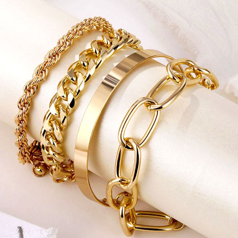 Es 4 unids/set encanto cubano cadena pulseras para las mujeres Miami Bohomia de oro brazaletes de pulseras mujer joyería de