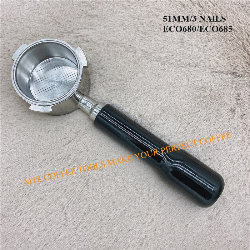 EC680/EC685 Bottomless Portafilter 51MM for Delonghi dedica machine Filter Replacement Filter Basket بورتافلتر ديلونجي Espresso: ABS handle  3 nails