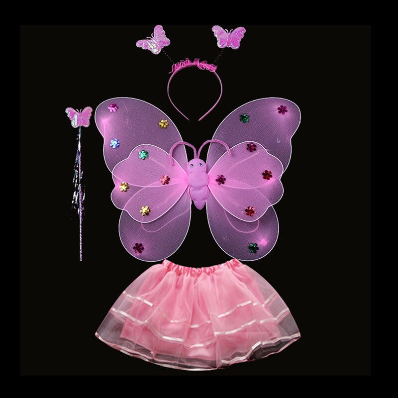 thumbnail image 2 of Girls Fairy Costume Set With LED Butterfly Wings - Tutu, Wand & Headband For Ages 3-8 2 of 12