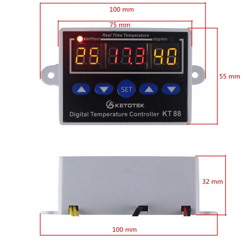 Termostat digital temperaturregulator 12v 220v led temperaturregulator switch kontrol til akvarie inkubator sensor