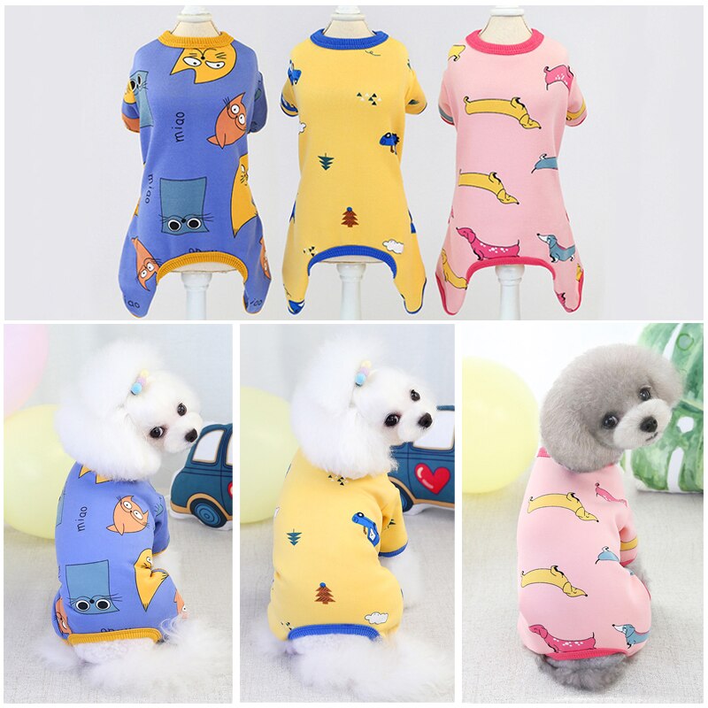Pyjama d'hiver en coton pour animaux de compagnie, combinaison pour petit chien, chat, imprimé mignon, chiot, Chihuahua, vêtements yorkshire, survêtement, Costume 20A