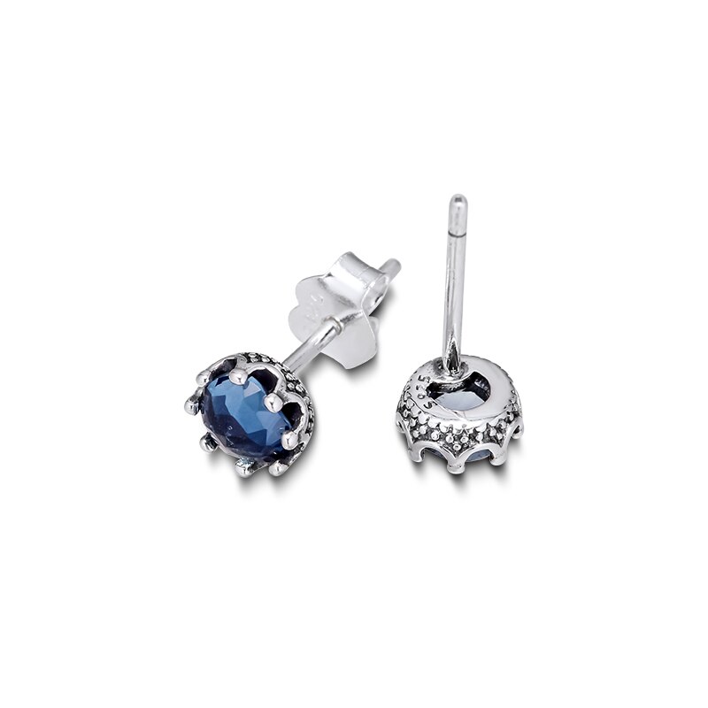 Blau Funkelnden Krone Zucht Ohrringe 925 Sterling Silber Schmuck Für Frau Machen hoch Weibliche Ohrringe Partei Schmuck