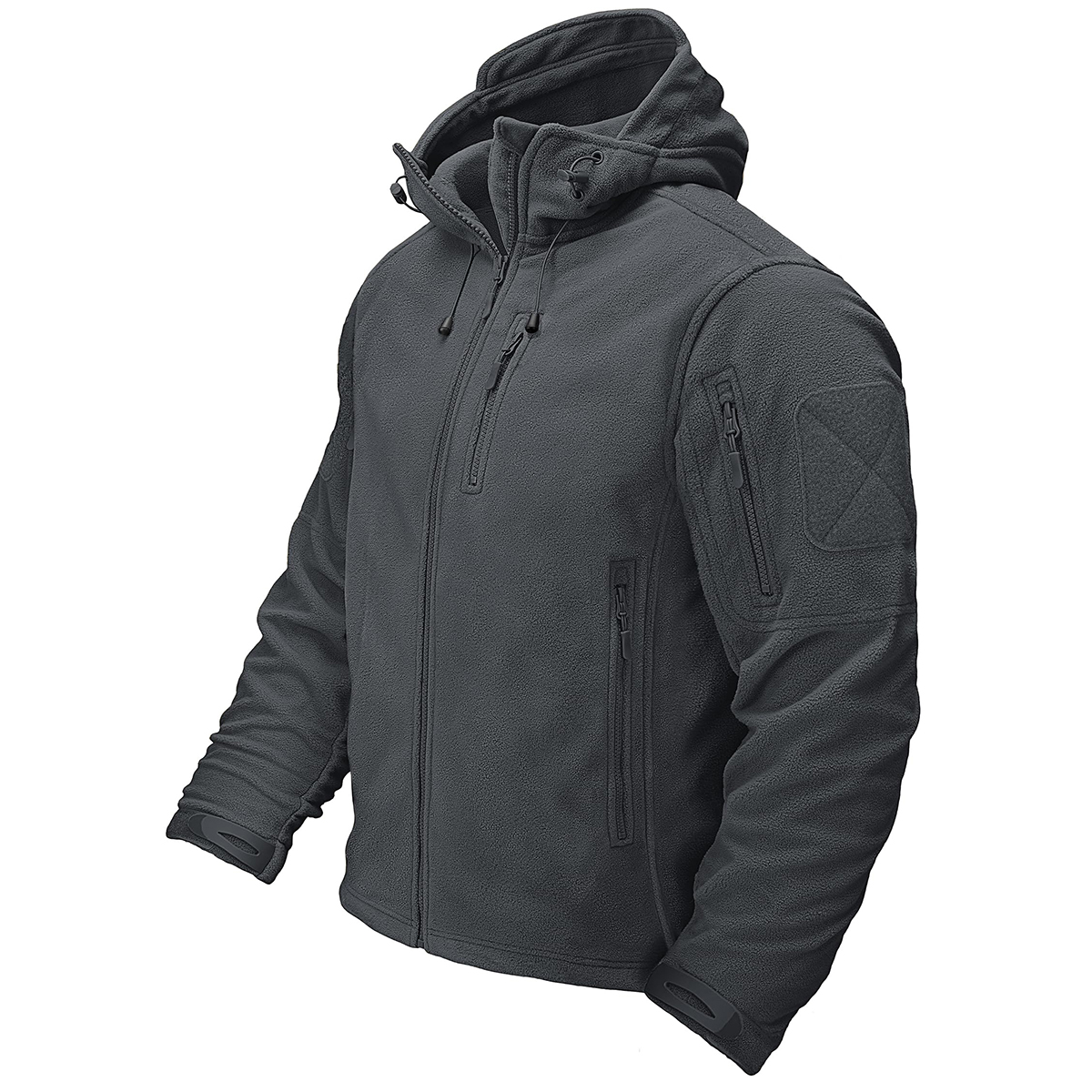 TACVASEN Herbst-Winter-Herren-Fleecejacke mit Kapuze, durchgehender Reißverschluss, weicher, wärmender, winddichter Mantel, draußen, Arbeiten, Wandern, Angeln, Oberbekleidung: M / Himmel Blau