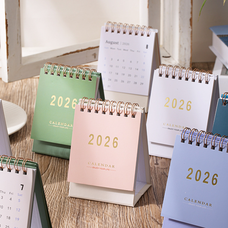 Mini-bureaukalender 2026, kalender voor thuisschool of kantoor - dagelijkse planners ongedateerd eeuwigdurend - staande flip-kalender