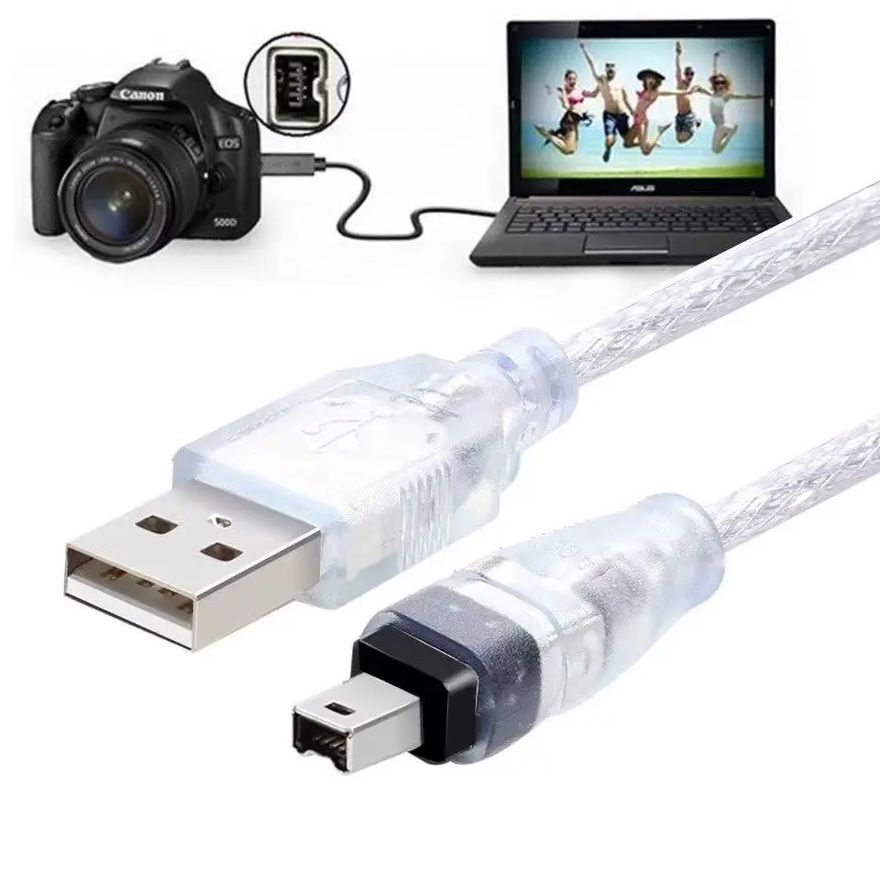 FireWire 1394 naar USB-datakabel IEEE 1394 4-pins naar USB-ministekker Firewire voor MINI DV HDV-camcorder om te bewerken voor DV PC-camera