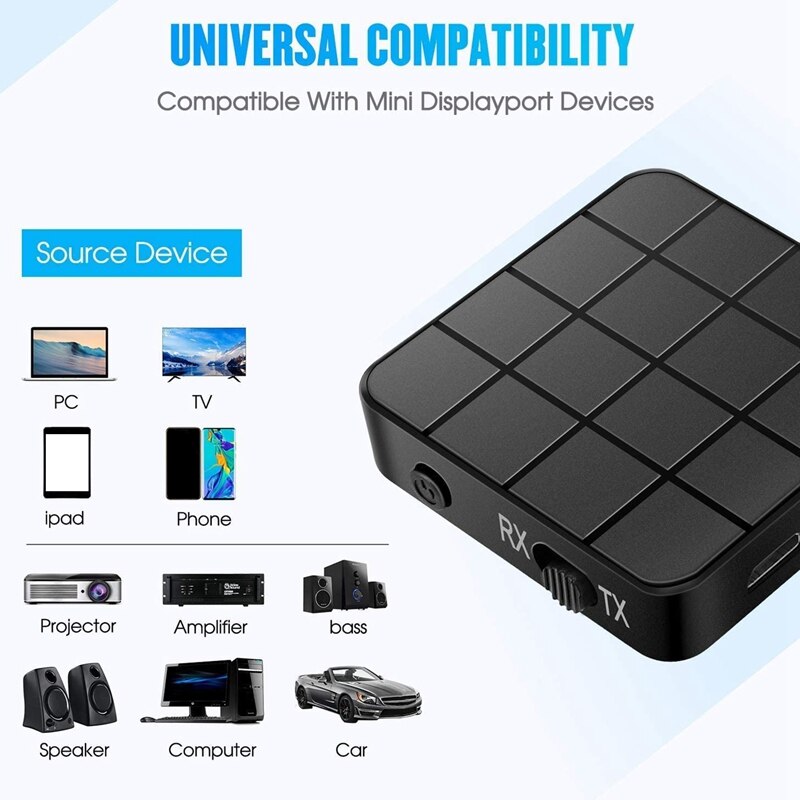 Bluetooth 5.0 Transmitter Receiver Bluetooth Audio Adapter 2 in 1 Bluetooth Adapter Mini Portable 3.5mm Jack