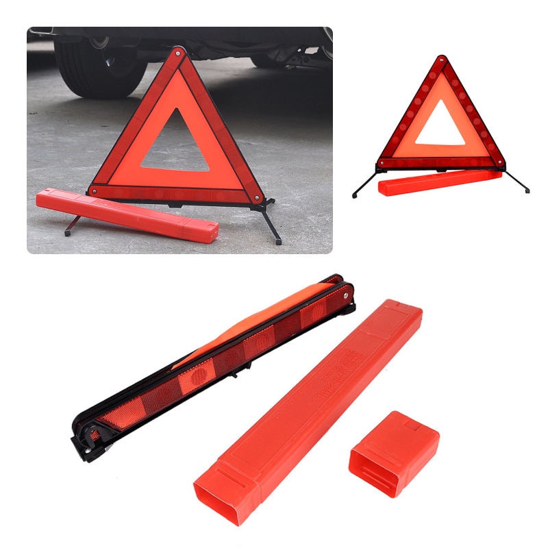1PC Reflective Strip Car Triangle Car Stop Sign Tripod Road Flasher Triangle Emergency Warning Sign Foldable Car Accessories