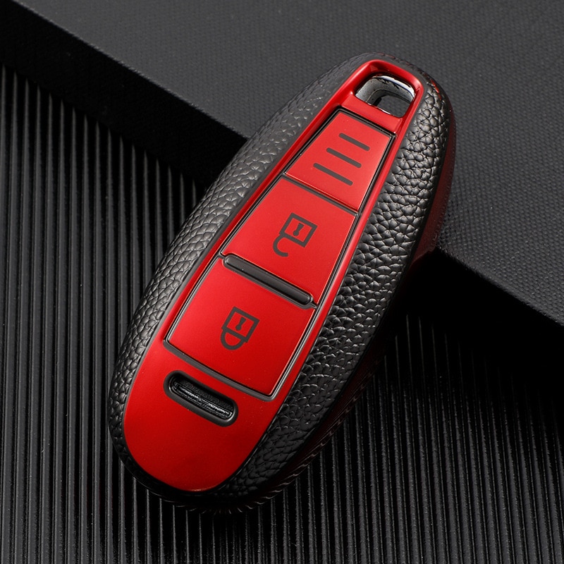 Carbon key fob cover case hood skin protect holder for SUZUKI Swift Sport SX4 SCORSS grand vitara remote car accessori: red