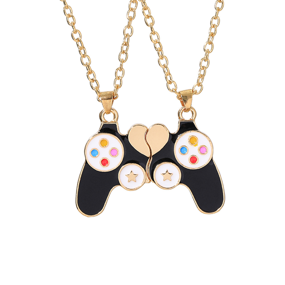 Süße Katze Herz Magnet Halsketten für Frauen Mädchen Kawaii Beste Freunde Neko Hündchen Ebene Anhänger Kette BFF Freundschaft Schmuck: Reines Gold Farbe