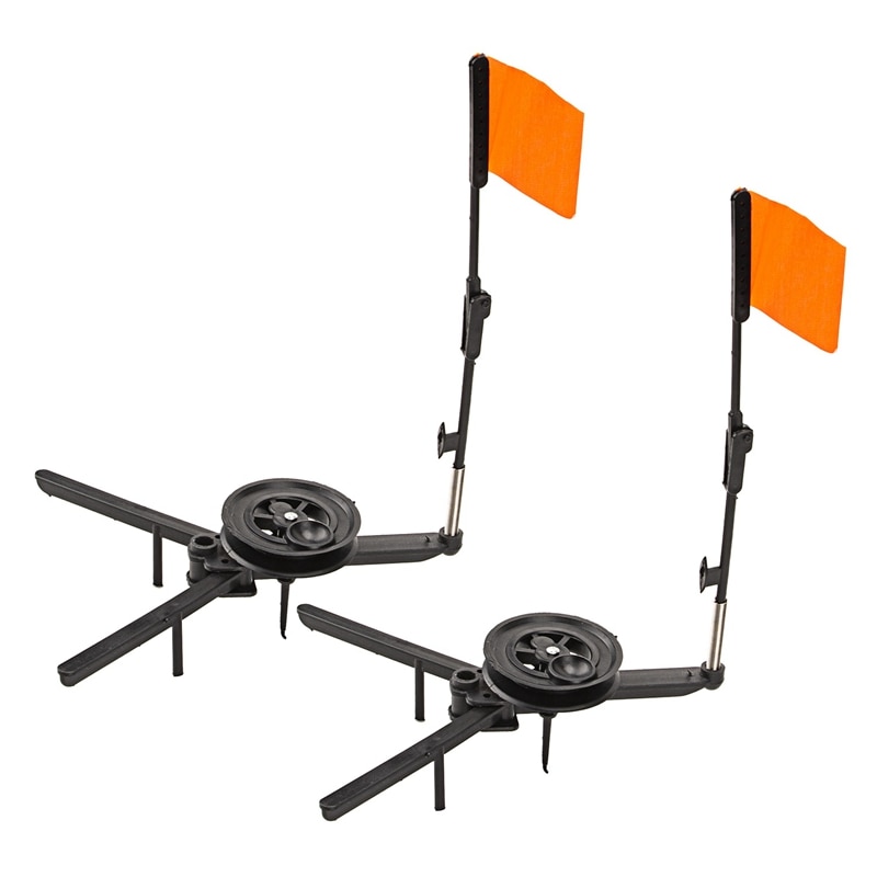 2 stuks opvouwbare winterse ijsvissersgereedschappen, vlaggenstok, kajakvlag, voetstuk voor op de rail, tip-up vlag, accessoires voor buiten in de winterse ijsvissersuitrusting: 28 14.5 33cm