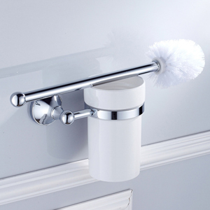 Verchroomd Messing Gemaakt Wall Mount Bad Hardware Sets Handdoek Bar Robehaak Papier Houder Vierkante Badkamer Accessoires Set: Toilet Brush Holder