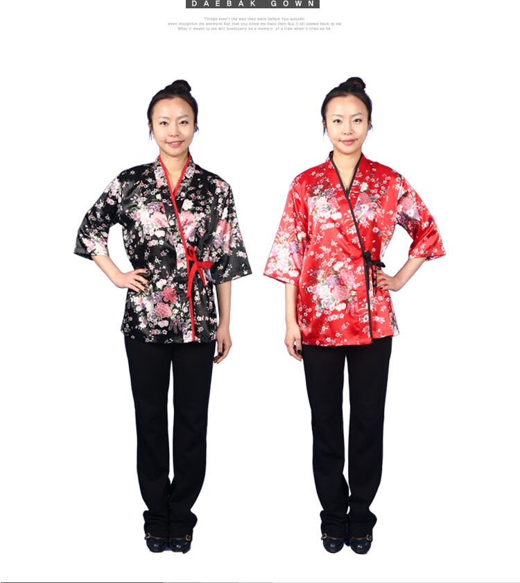 Uniforme de chef japonés, traje de cocinero, uniforme de chef japonés con patrón de flores, sushi japonés, ropa para hombre y mujer