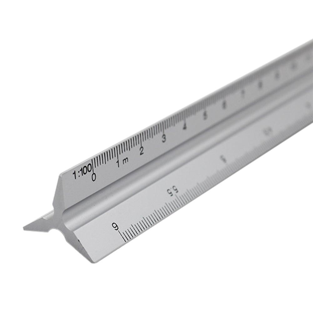 Triangular Scale Ruler 30cm Aluminium Alloy For Graphics Triangular Measuring Ruler 1:20/1:25/1:50/1:75/1:100/1:125