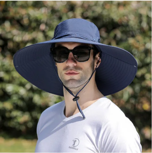 Letni kapelusz przeciwsłoneczny z dużym rondem 15 cm Mężczyźni Oddychające siatkowe czapki wędkarskie Ochrona przeciwsłoneczna UV UPF50+ Kapelusze rybackie robić wędrówek na świeżym powietrzu Plaża: Jasne