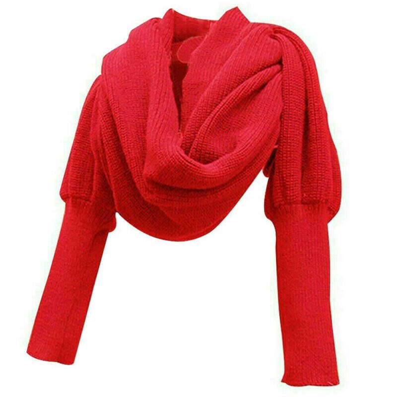 Écharpe en tricot avec manches décontracté femmes | Écharpe chaude, couleur unie, tricot, châle portefeuille, filles,