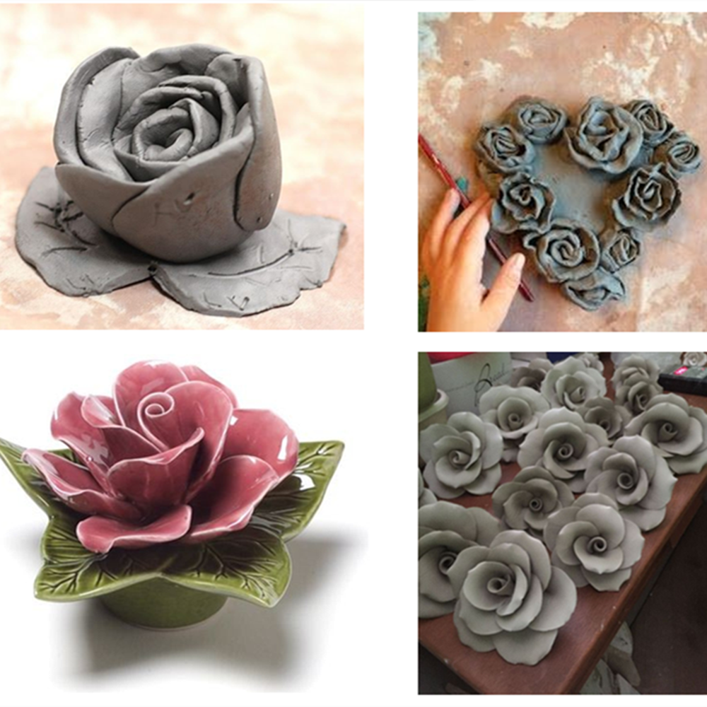 Molde de cerámica 3D, accesorios de herramientas de arcilla con flor de Rosa, molde de impresión para cerámica, trabajo hecho a mano