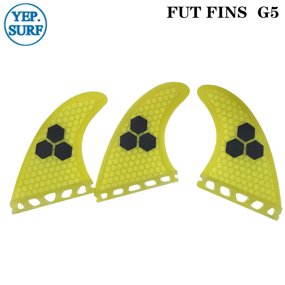Aletas de fibra de vidrio Future G5, novedad, , color amarillo/azul/naranja/gris/verde, para Surf: YELLOW