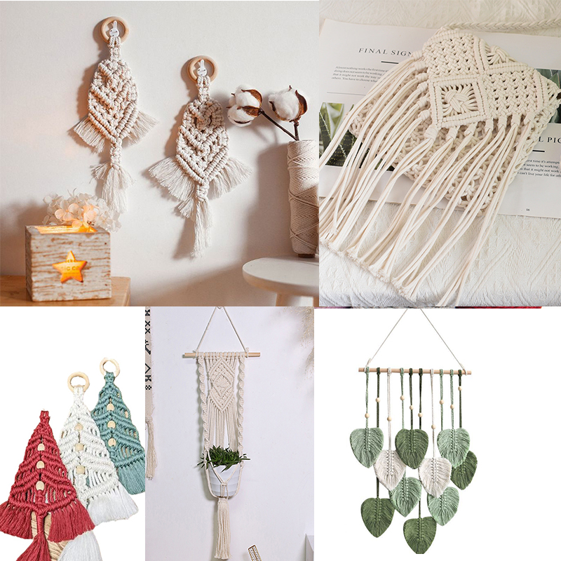 Macrame 2MM 100M Corde colorate Macrame Corda Macrame Filato intrecciato Cavo fatto a mano Appeso a parete Bohemia Festa di nozze Decorazioni per la casa CS002