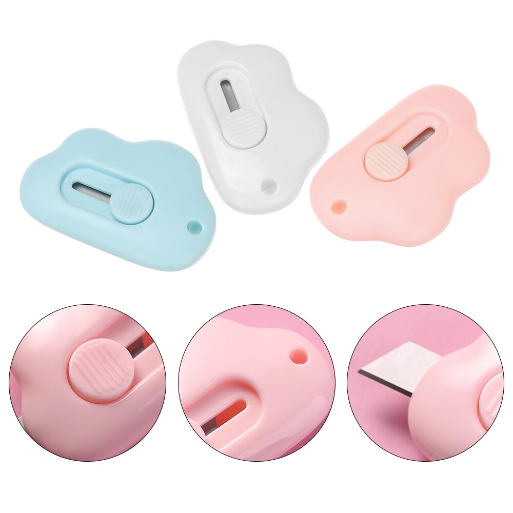 1/2PCS Mini Cloud Utility Knife Cutter Cutting Letter Envelope Opener Mail Knife Retractable Utility Knife School Office Supply