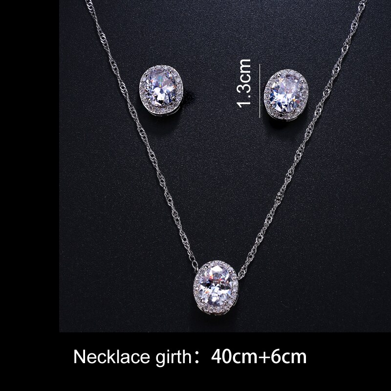 Klassische Oval Zirkonia Hochzeit Schmuck setzt Luxus Kristall Braut Schmuck einstellen Für Brautjungfern Party