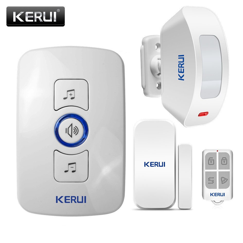 Kerui eenvoudige versie beveiligingsdeurbel alarmsysteem lokaal alarm met 32 muziekopties 4 volume-ondersteuning 1527/2262 codechip: Set 4
