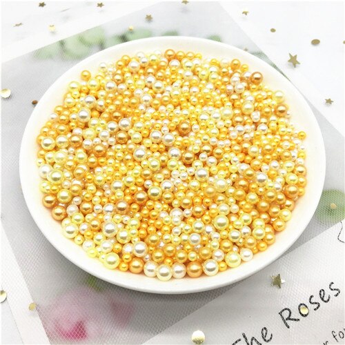 Perles en Imitation acrylique pour artisanat, mélange de 3/4/5mm, sans trou, perles d'art de fabrication de bijoux, matériel artisanal, 10g: Mix yellow