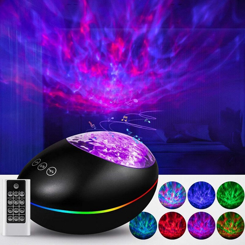 Star Projector, Galaxy Projector Ocean Wave Ceiling Night Light, Changing Music Player Skylight Projector, Black