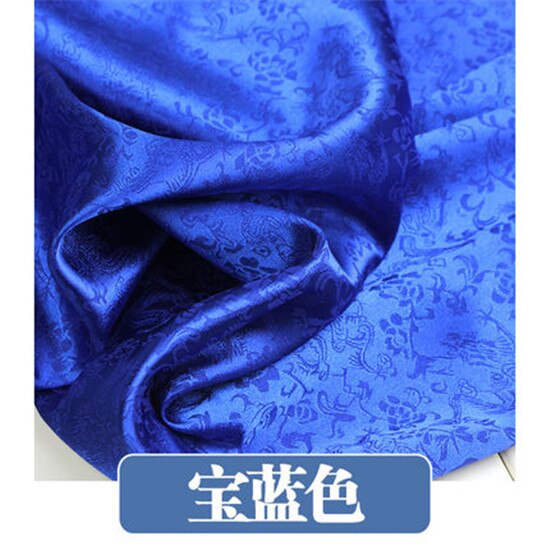 100x120 cm Satijn Brokaat Stof Jacquard Traditionele Draak Bloem DIY Stof 916-2: royal blue