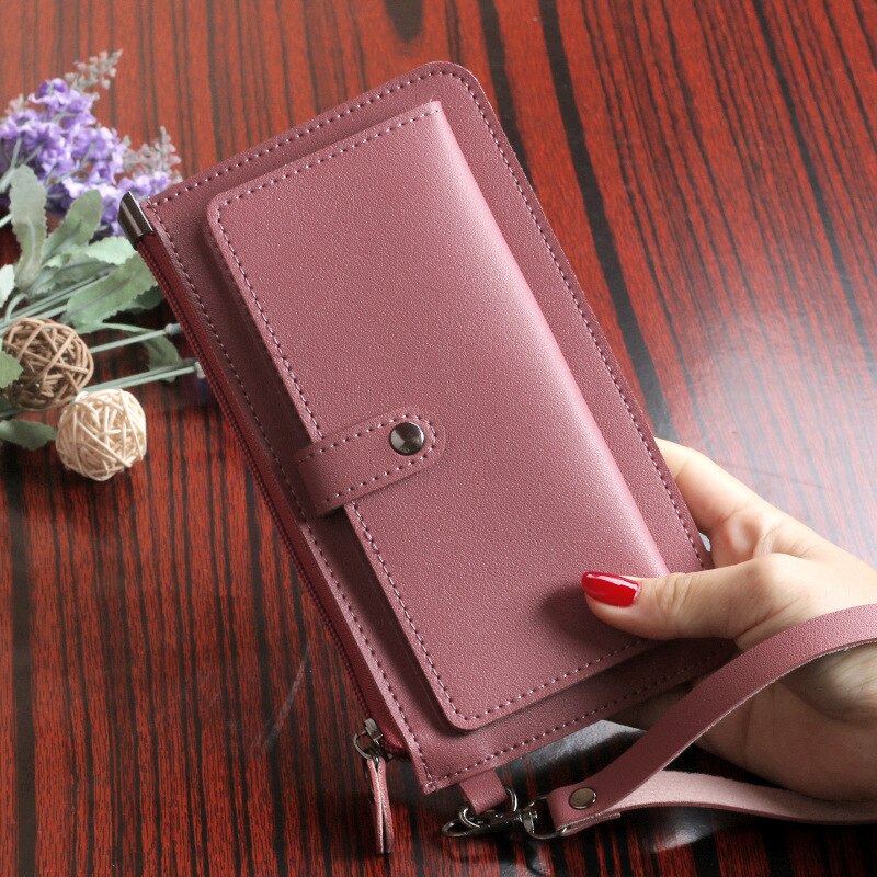 Luxe portemonnee dames, lange rits, leren portemonnees voor dames, portemonnees voor dames, multifunctionele portemonnee, portemonnees voor meisjes, carteira feminina: Naakt