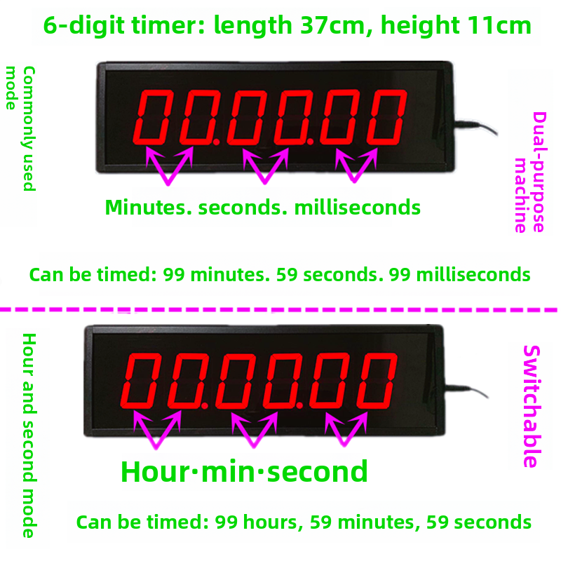 Match timer, countdown stopwatch counter LED digital display training, speech timing, special belt charging