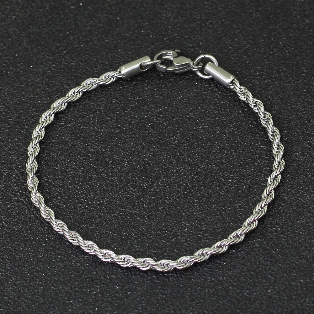3 Mm 7 Inch 8 Inch Rvs Rope Armband Voor Mannen Vrouwen