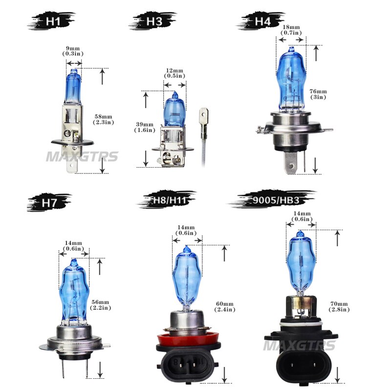 2x h1 h3 h7 h4 h8 h11 9005 9006 h27 881 880 100w 4300k/3000k bil hod halogen tåkelys pærer lamper erstatning hovedlys