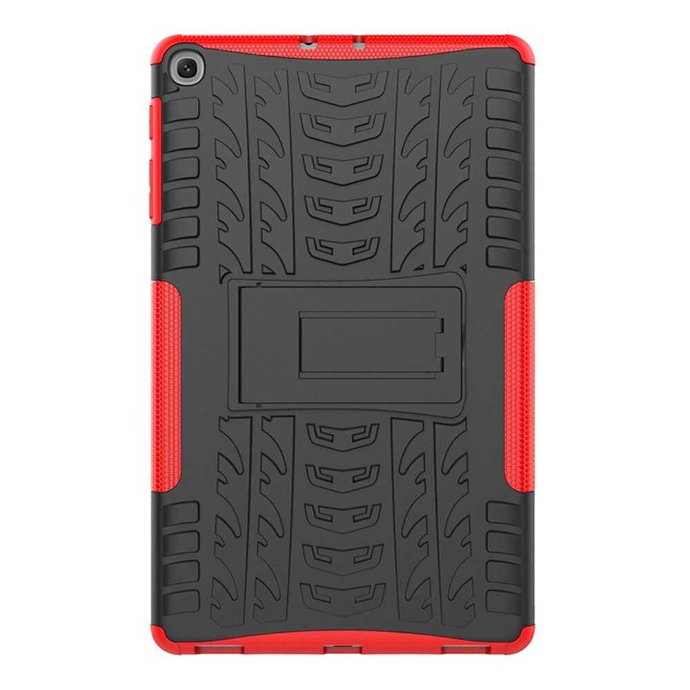 Funda Armor para Samsung T510 Tab A , funda de SM-T515 de 10,1 pulgadas para galaxy sm-T510, Tablet de TPU + PC, funda con soporte: Rojo