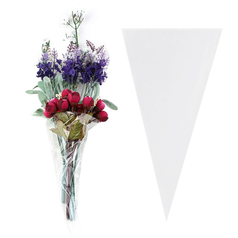 100pcs Transparent candy packing Bags Wedding Birthday Party Decoration Sweet Cellophane Candy Bag Cone Storage Packaging Bag