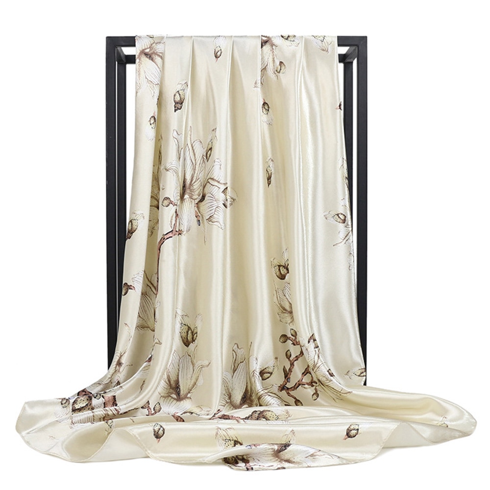 90*90cm trykte silke skjerf firkantet kvinnelig solkrem vill dekorasjon multifunksjonell silke tynn skjerf mann kvinner vår sommer