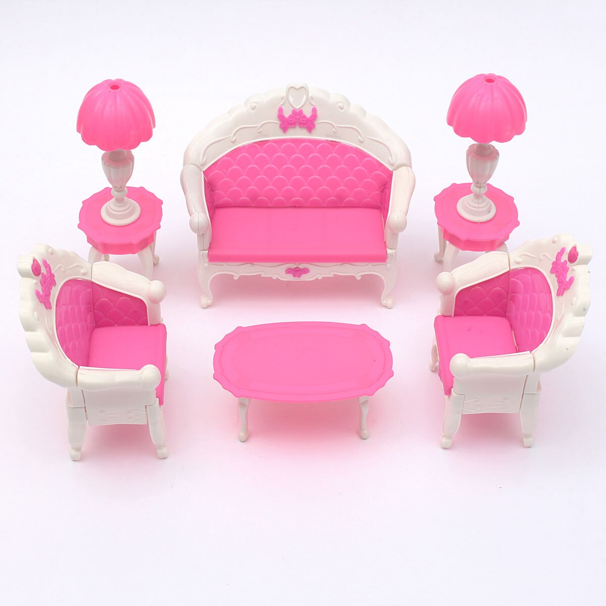 Miniatura Roze Poppenhuis Meubels Woonkamer Salon Sofa Set Voor Pop Poppenhuis Accessoires Speelgoed Voor Kinderen